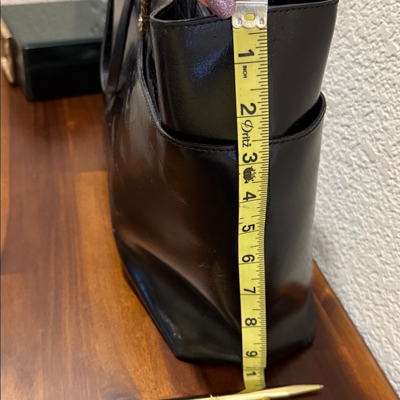 One of a Kind Francesco Biasia Black Leather Tote with Snake Accents - Picture 15 of 15